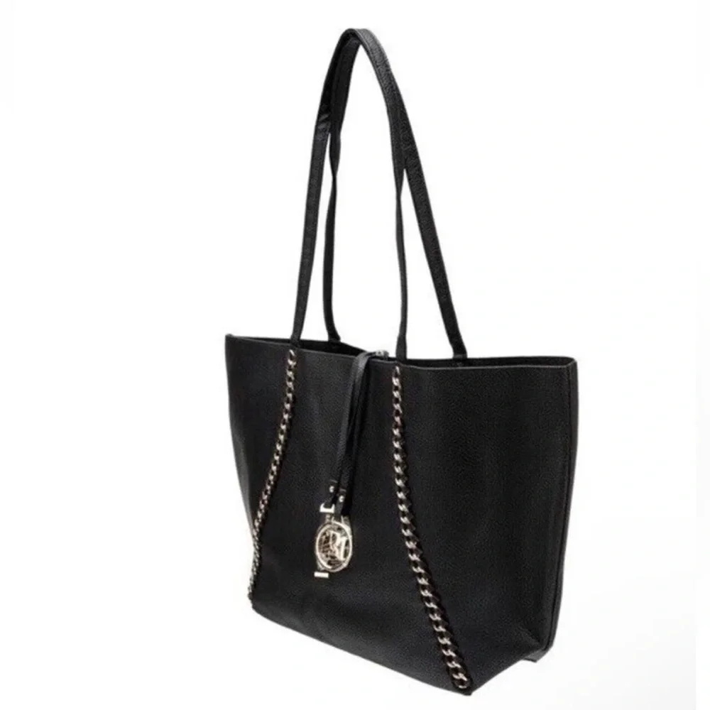 Badgley Mischka Black Tote with Chain Trim